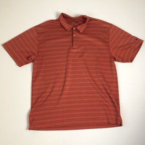 Nike Golf Dry Fit Large Red Striped Short Sleeve Men's Polo Shirt H103‎